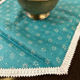 Turquoise silk table runner