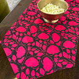 pink floral silk table runner