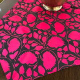 pink floral silk table runner