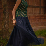 Navy chiffon skirt