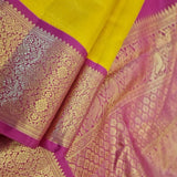 Haathee- Yellow and rani pink Kanchipuram silk