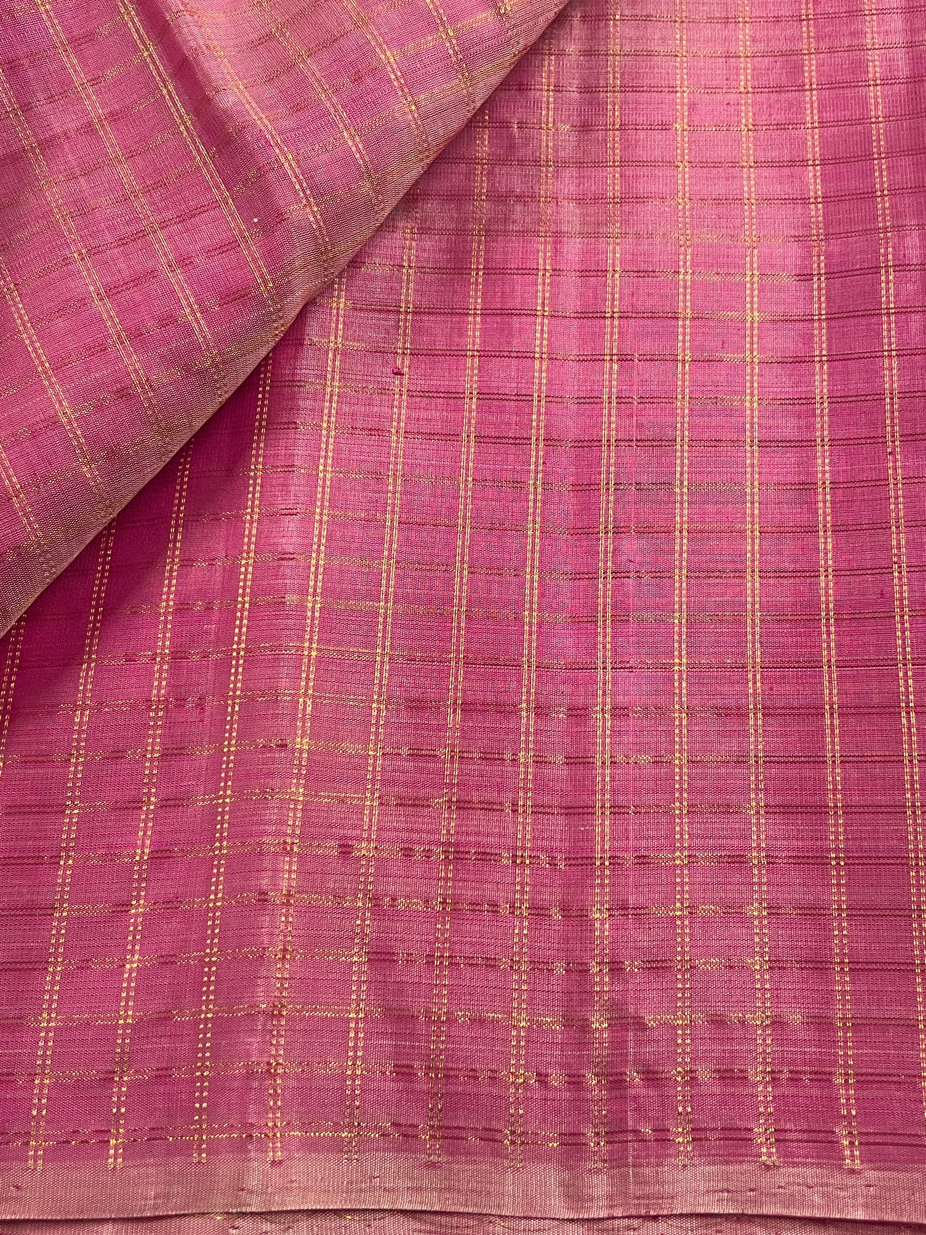 Zari checked Kanchipuram silk fabric