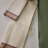 Sah A - Cream and Mauve pure silk dhoti set