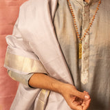 Sah A Grey silk dhoti set