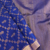 Mayur -  blue and gold matka handloom silk saree