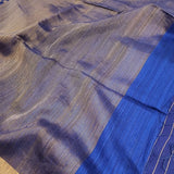 Mayur -  blue and gold matka handloom silk saree