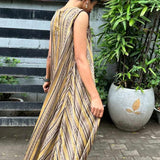 Brown mustard Ajrakh tent dress