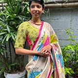 Veena multicoloured floral printed tussar saree