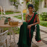 Green chiffon draped saree