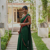 Green chiffon draped saree