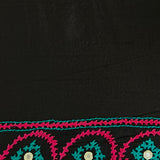 Tushara Black teal kutch embroidered tussar saree