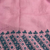 Tushara pink teal kutch embroidered tussar saree