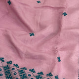 Tushara pink teal kutch embroidered tussar saree