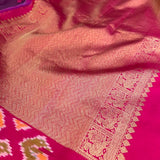 Mishrita Violet organza saree with pink kanchi silk border