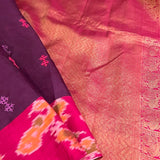 Mishrita Violet organza saree with pink kanchi silk border