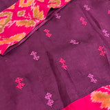 Mishrita Violet organza saree with pink kanchi silk border