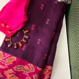 Mishrita Violet organza saree with pink kanchi silk border