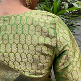 Leaf green Brocade silk blouse