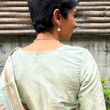 Powder blue silk brocade blouse