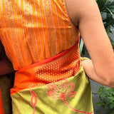 Orange silk brocade blouse