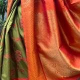 Nidhi chartreuse kanchipuram silk applique saree