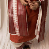 Sah-A White with red cotton with silk border veshti set