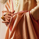 Sah A Cream pink pure silk veshti