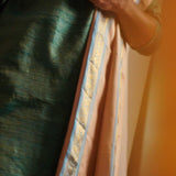 Sah A Teal green gold tussar kurta