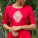 Red chiffon Kalidar tunic