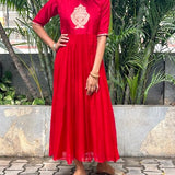 Red chiffon Kalidar tunic