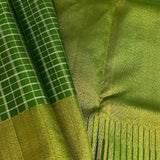 Charita Green gold silver checked kanchipuram silk saree