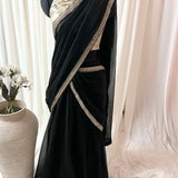 Black chiffon draped saree