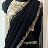 Black chiffon draped saree