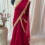 Pink chiffon draped saree