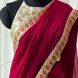 Pink chiffon draped saree