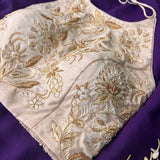 Cream and gold embroidered silk blouse