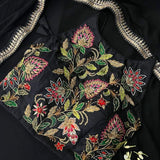 Black hand embroidered silk blouse