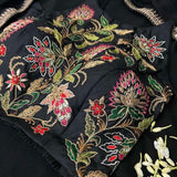 Black hand embroidered silk blouse