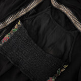 Black hand embroidered silk blouse