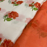 Nisha orange rose organza printed saree