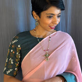 Mishrita green pink fusion saree