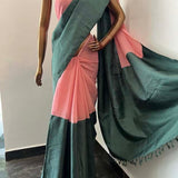 Mishrita green pink fusion saree