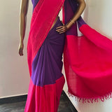 Mishrita pink purple fusion saree