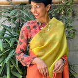 Mishrita green orange fusion saree