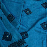 Tushara blue kutchwork tussar saree