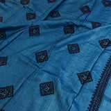 Tushara blue kutchwork tussar saree