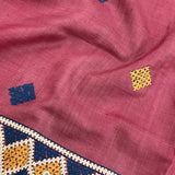 Tushara maroon kutch embroidered tussar saree