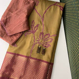 Nidhi fawn mauve applique kanchipuram silk saree