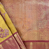 Nidhi fawn mauve applique kanchipuram silk saree