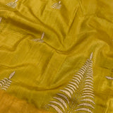 Mustard hand embroidered tussar saree